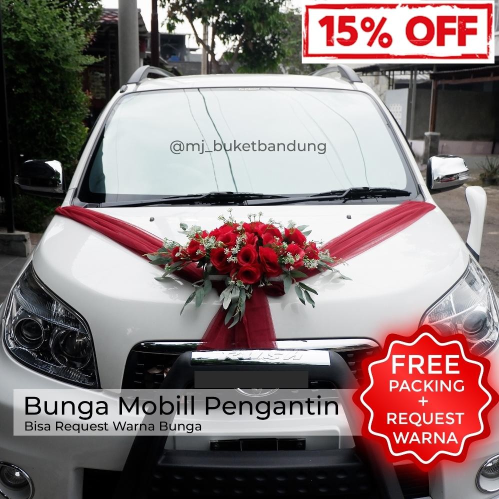 BUNGA MOBIL PENGANTIN HIASAN DEKOR MOBIL PENGANTIN / DEKORASI MOBIL PENGANTIN / HIASAN MOBIL AST Nug