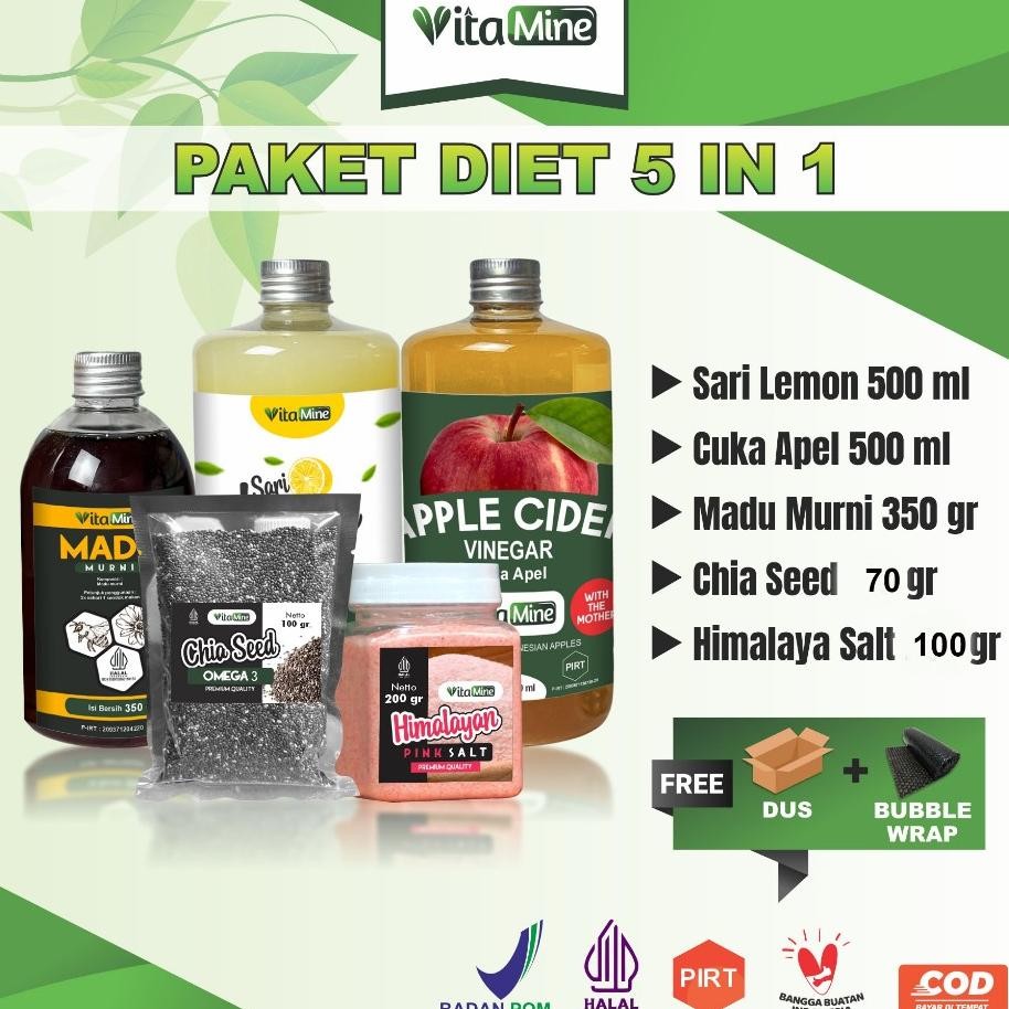 

Vitamine Paket Dan Detox 5In1 B Paket Sari Lemon Cuka Apel Chia Seed Madu Hutan Garam Himalaya