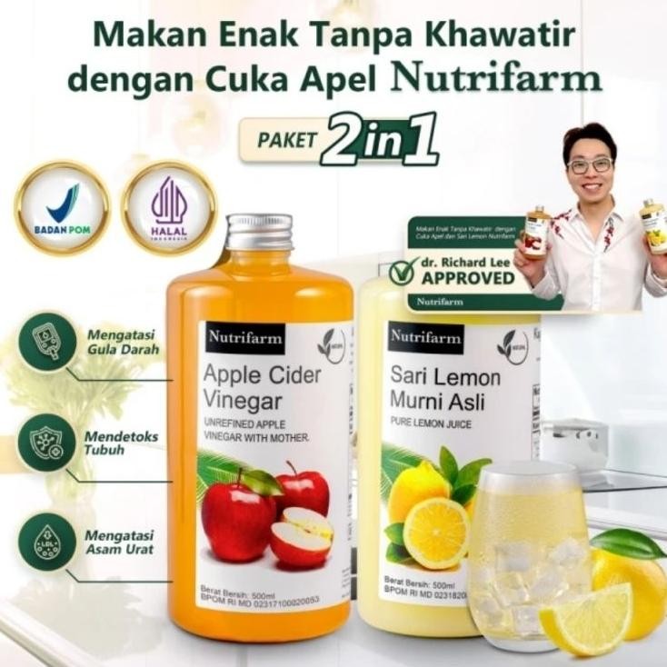 

Nutrifarm Paket 2In1 Cuka Apel Sari Lemon Ml