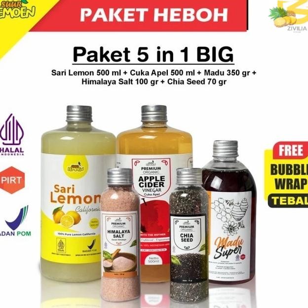 

Paket Dan Detox 5In1 Bcuka Apel Sari Lemon Chia Seed Madu Hutan Garam Himalaya By Suur Lemoen Id