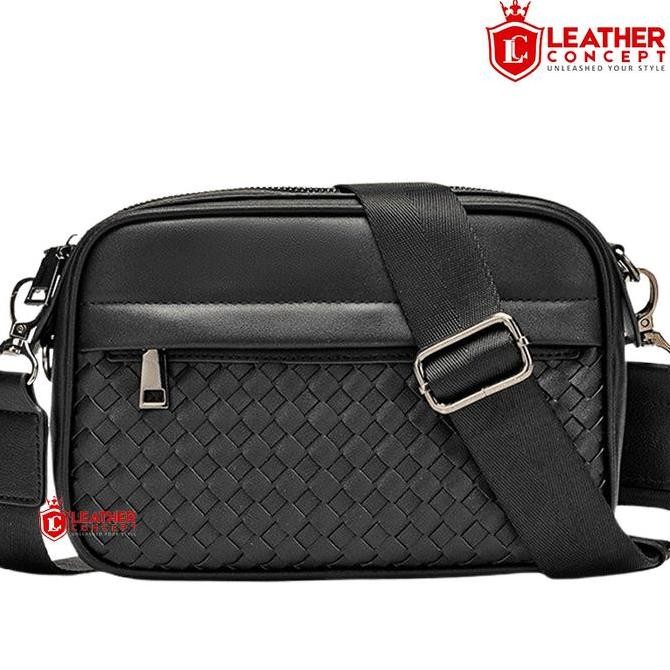 Leather Concept TONIE Tas Selempang Pria Kulit Tas Kulit Cowok Tas Pria Tas Jalan hitam cowok
