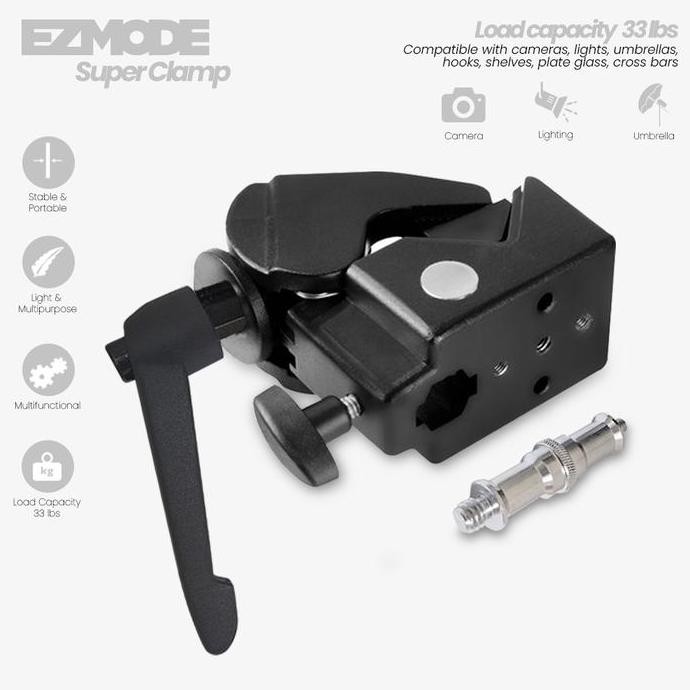 EZMODE Super Clamp with Ratchet Handle for Lighting and Studio Equipment