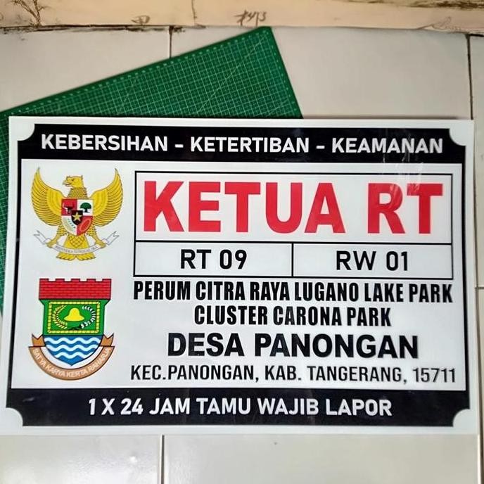 

Papan Nama Ketua RT / RW, Kepala Dusun/Desa Ukuran 40 x 60 cm