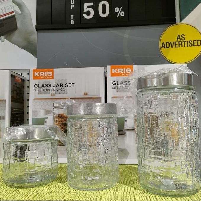 Set 3 Pcs Toples Kaca Toples Kue Kering Lebaran / Toples Bumbu Makanan LCM