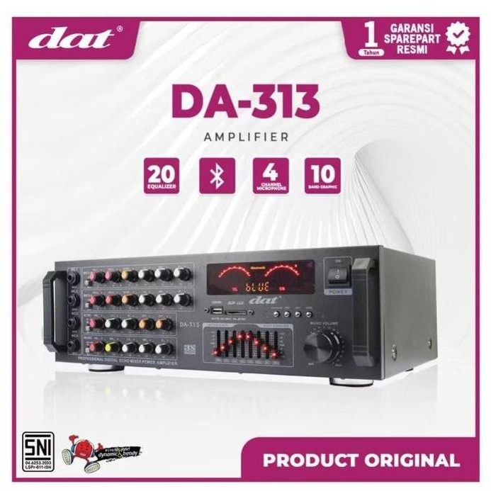 Promo Amplifier DAT DA-313 Bluetooth USB SD Karaoke Power Ampli Surround - Audio & Video mic wireles