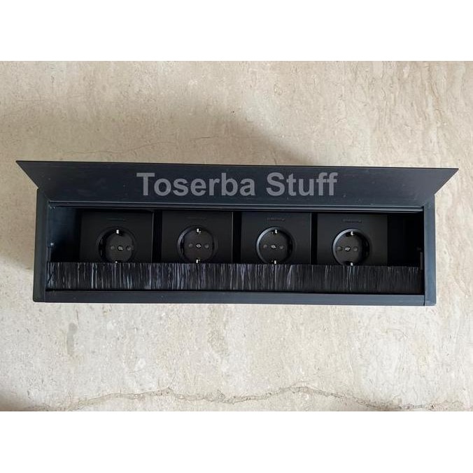 Tutup Lubang Stop Kontak Meja Meeting Hitam Isi 4 Power Arde Eu Panasonic Aluminium Black Ukuran Pan