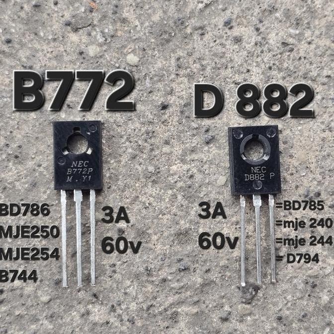 TRANSISTOR B772 D882 2SB772 2SD882 2SB B  772 2SD D 882 3A 600V BD786 B 786 MJE250 MJE 254 MJE254 MJ
