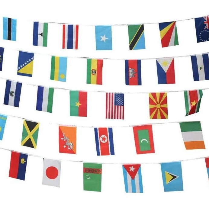 100pcs Bendera Dunia Negara / Bendera Negara Dunia  / Spanduk Bendera Renceng Negara Untuk Lebar Caf