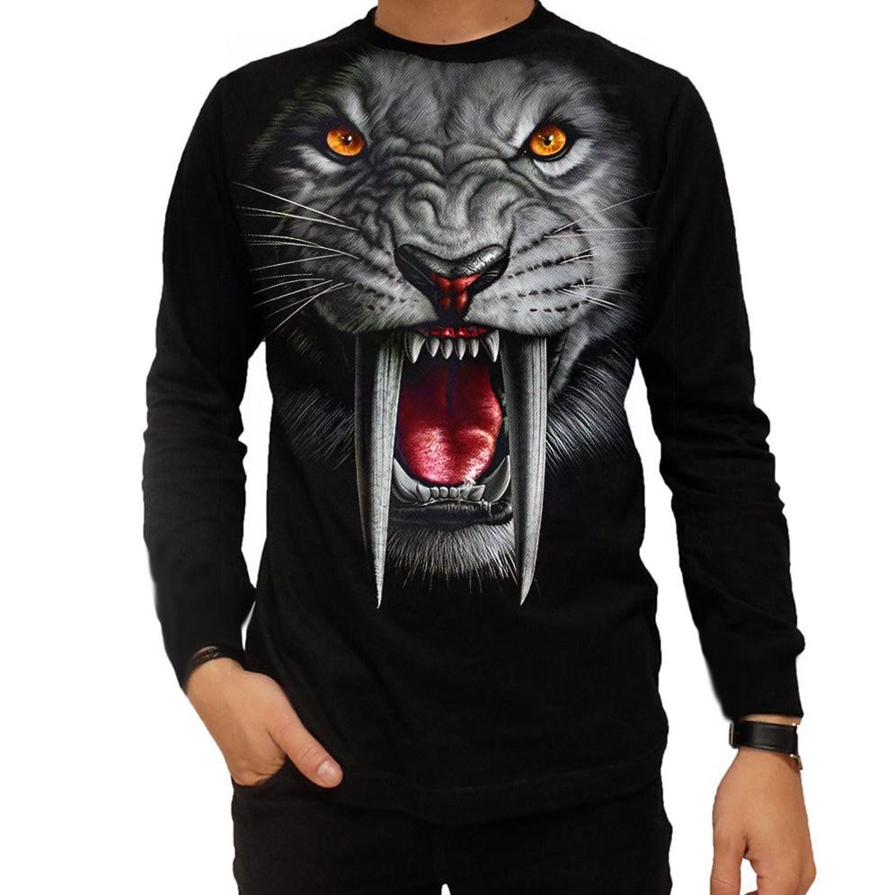 DF369>> Kaos Lengan Panjang Dewasa Pria Distro Macan Taring Putih Baju Keren Dewasa Terbaru Original