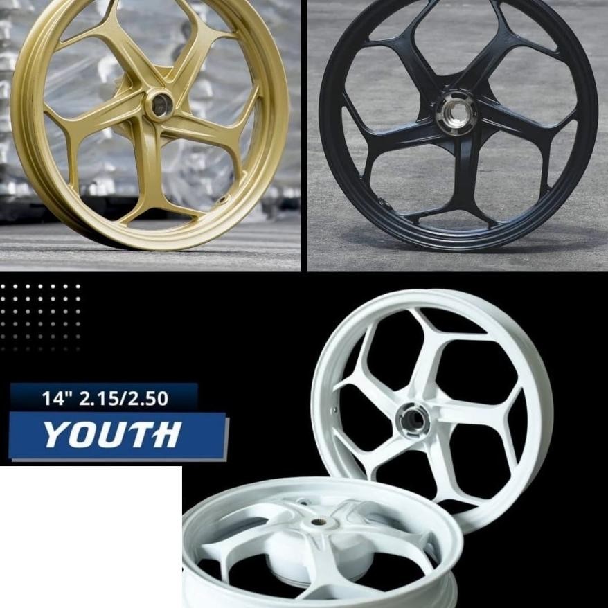 Terlaris Velg Racing Chemco Untuk Xeon Palang 5Y Uk 215-250-14 1Set Untuk Pemasangan Ke Motor Mio M3