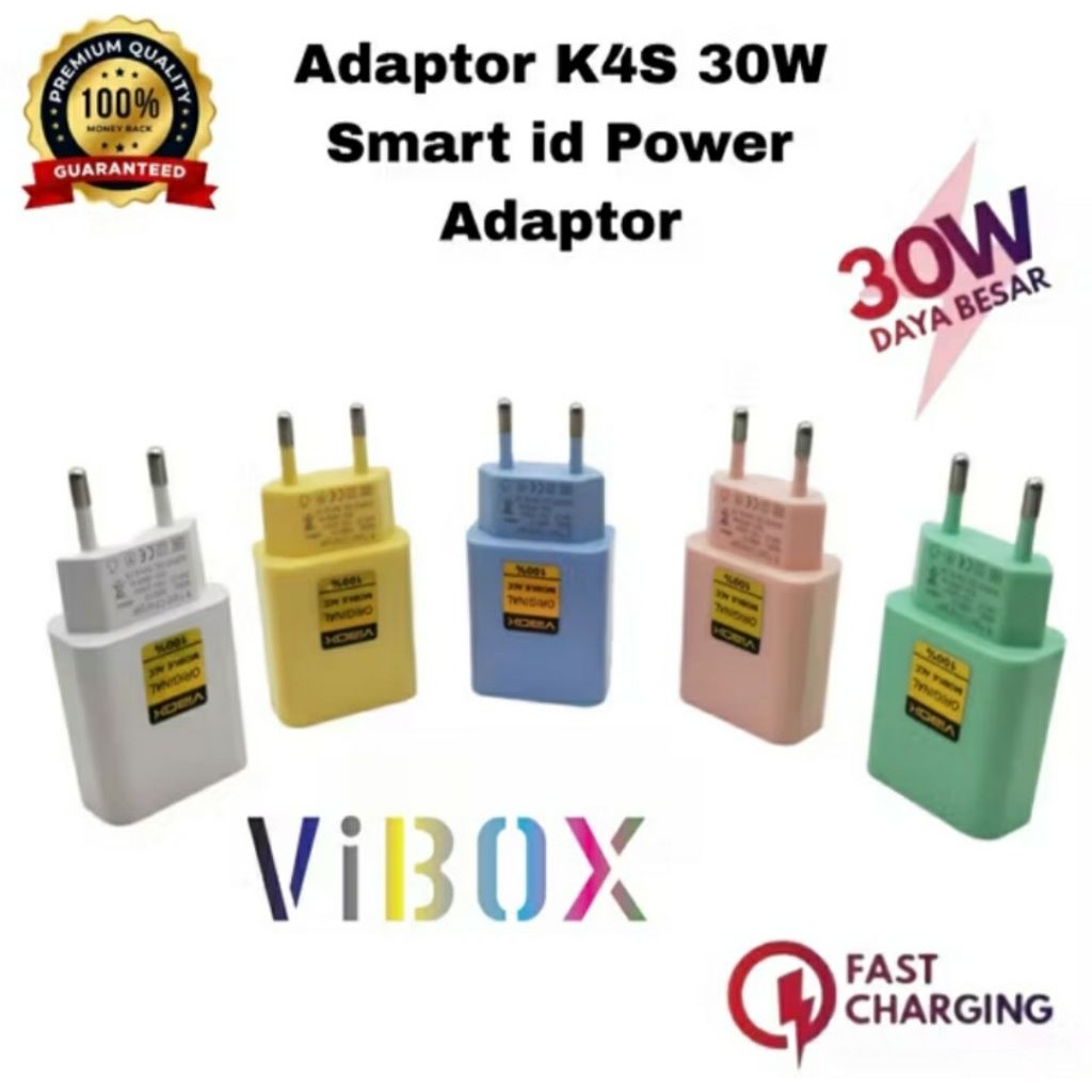 (1pc) Batok 30W Vibox Macaron VB K4s Adapter Charger VB K4s 3.1A 1Usb Universal For Hp Android Smart