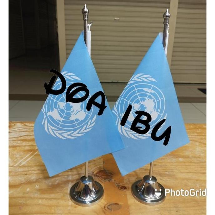 

New tiang stenlis meja+bendera PBB