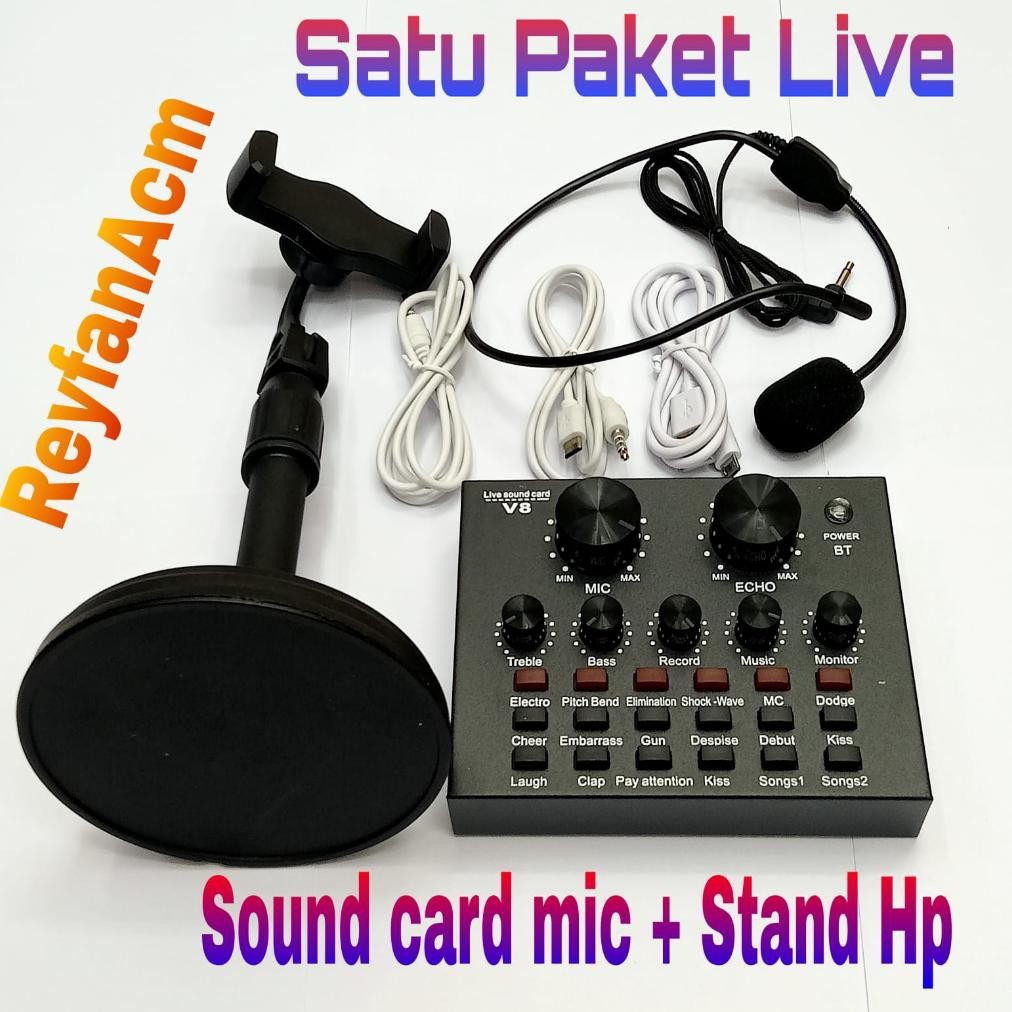 Model Baru Alat Live Streaming Tiktok Youtube Sound card V8 Mixer Dan Mic BM 800 SoundCard V8 MIXER 