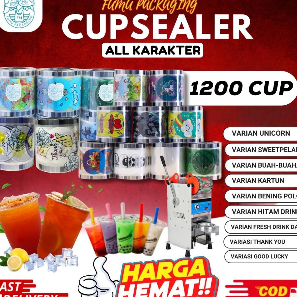 Plastik Lip Cup Sealer Tutup Minuman 1200 Seal Cup Roll Segel Minuman Dan