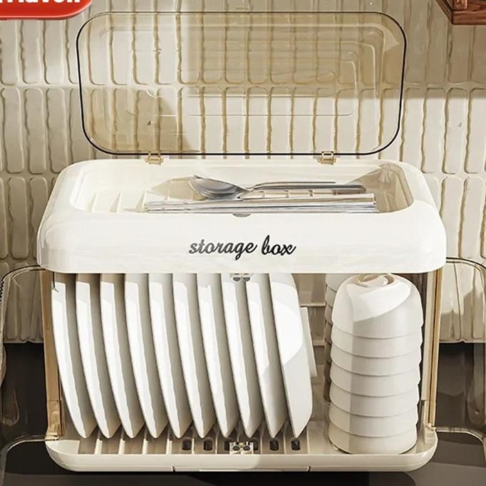 Rak Piring Full Tertutup Anti Debu Rak Piring Tertutup Rak Dapur Rak Susun Serbaguna Lemari Piring