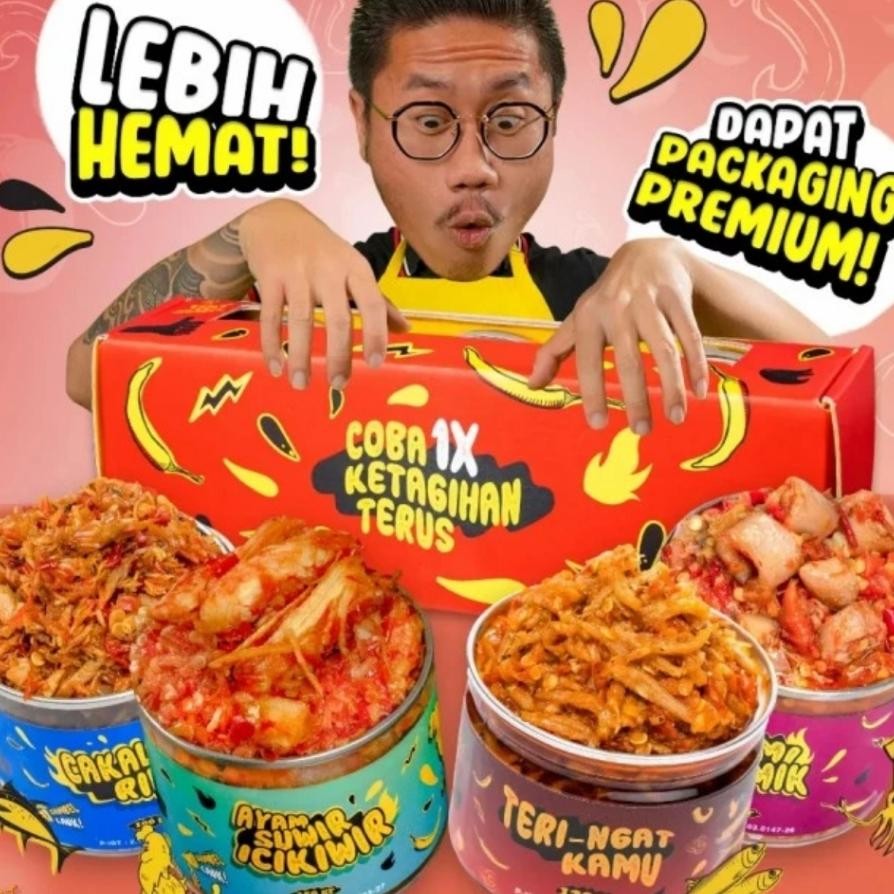 

Eat Sambel Paket Hemat Isi 4 Kaleng Cumi Ciamik Cakalang Rindu Teri Ayam Suwir 150 Gr