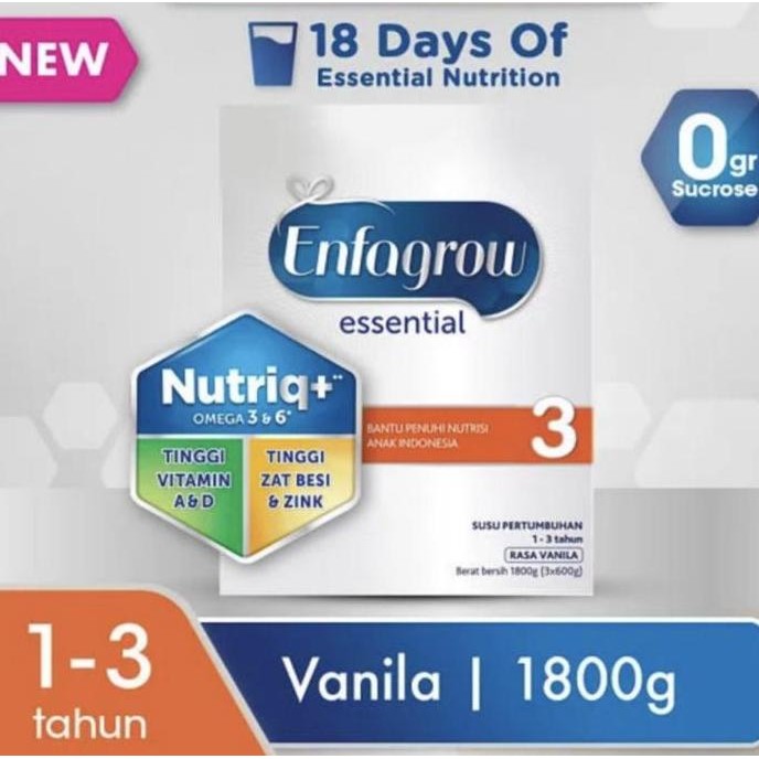 

terbaru enfagrow essential 3 susu formula anak rasa vanila 1800gr shopee