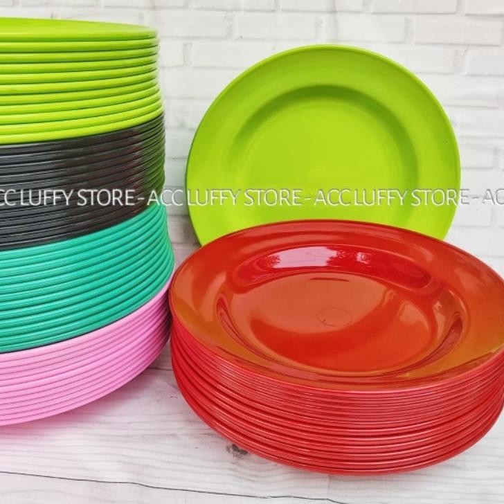 Satu Lusin Piring Melamin Teba Tahan Panas Piring Melamin Polos 23Cm Piring Makan Melamin 1 Lusin