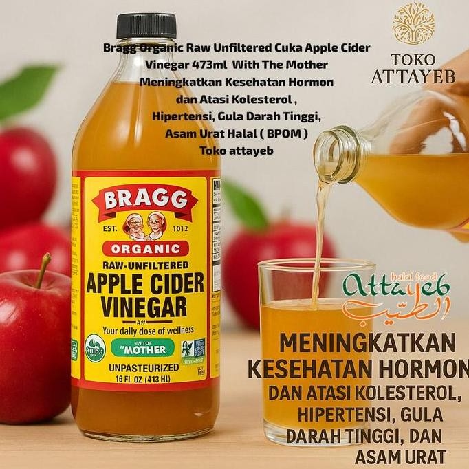 

Bragg Organic Raw Unfiltered Cuka Apple Cider Vinegar 473Ml-Bpom