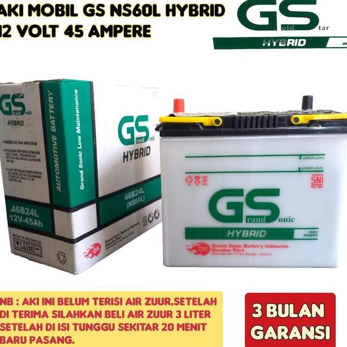 AKI MOBIL AVANZA/RUSH/TARUNA/XENIA/ESCUDO GS GOLD STAR NS60 PREMIUM 45 AMPERE ORIGINAL DAN TERPERCAY