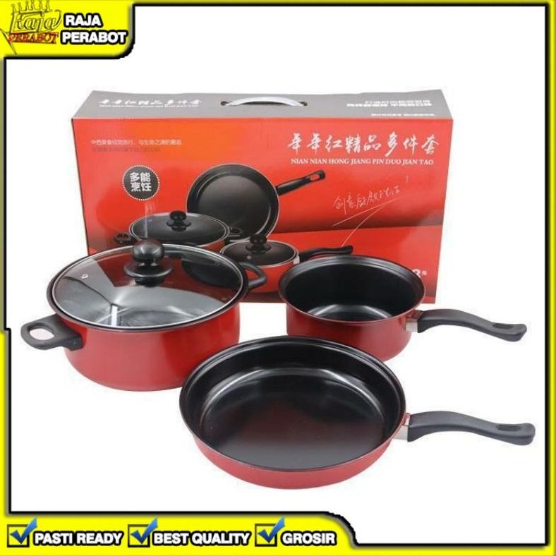 Ready [Rpb] Panci Set 3 In 1 Combination Pot Anti Lengket Warna Frypan Milk Pan Panci Susu Set