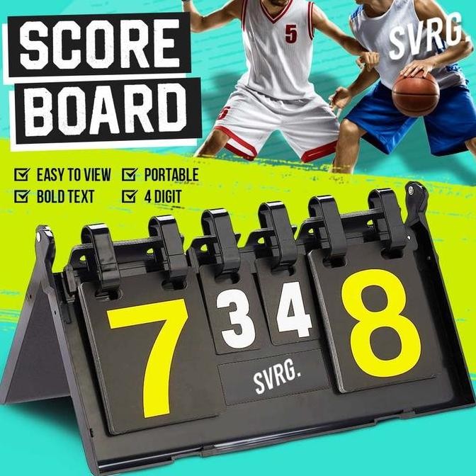 Asli SVRG Portable Scoreboard Papan Skor Futsal Basket Badminton Angka Manual
