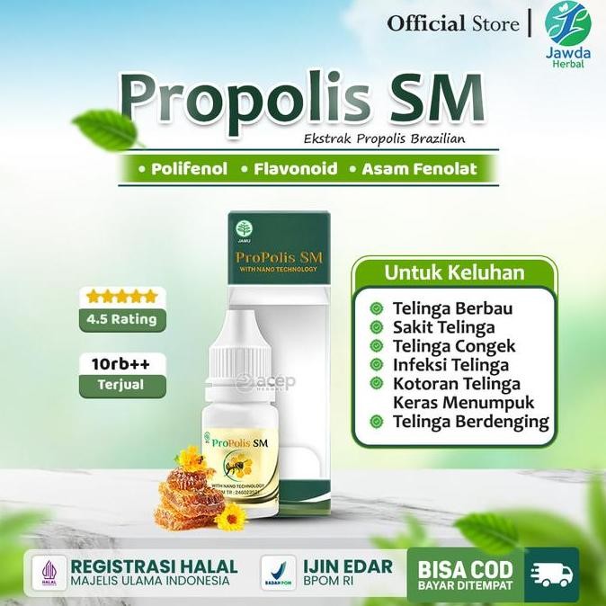 Asli Propolis SM Tetes Kuping 6ml Untuk Telinga Kurang Dengar, Congek, Bernanah, Berdengung