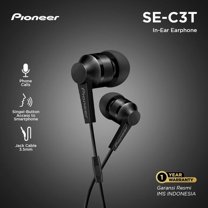 DISKON PIONEER SE-C3T EARPHONE KABEL ORIGINAL SUARA JERNIH BASS NYAMAN