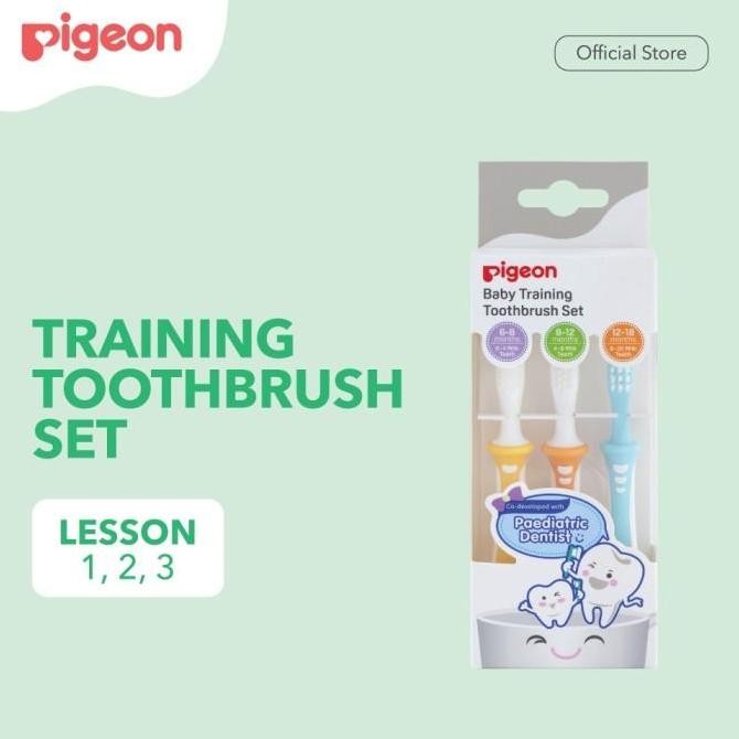 DISKON PIGEON TOOTHBRUSH LESSON 1 2 3 SET | PAKET KOMPLIT SIKAT GIGI BAYI 3 TAHAP