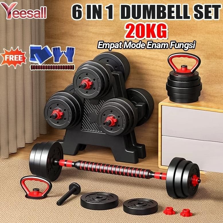 Rumah Dumbbell Set Kettlebell 20KG Peralatan Kebugaran Pria Dan Wanita Rumah / Set Barbel  10 KG Ram