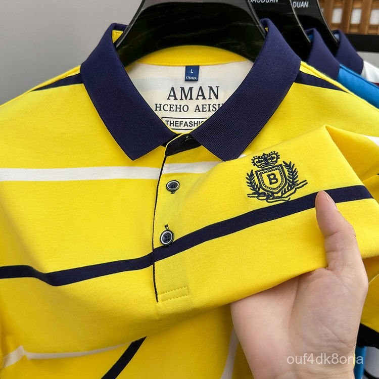 Kaos POLO//Pria/Kemeja Lengan Pendek Berkerah Katun Murni untuk Usia Paruh Baya