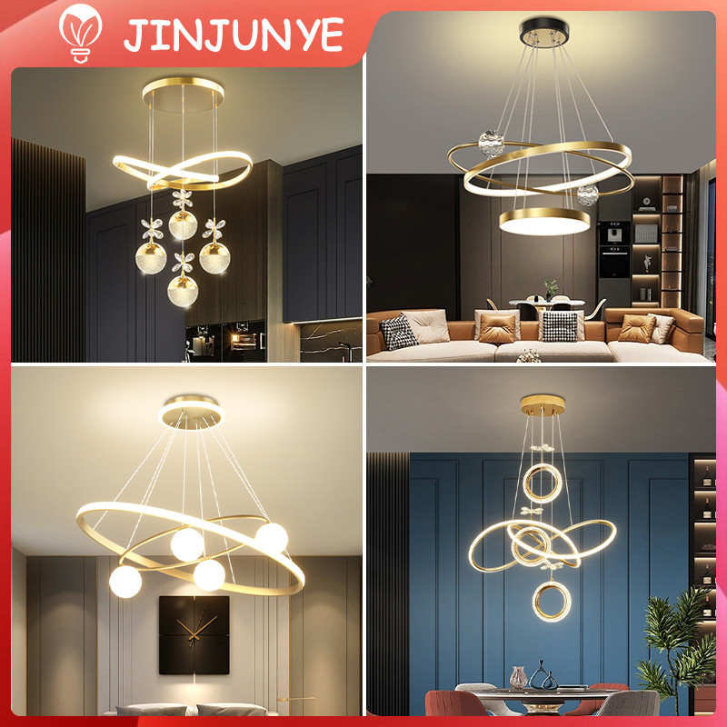 Lampu Gantung Ruang makan Minimalis Lampu hias gantung Meja Makan LED 3 Warna Lampu Gantung Ring