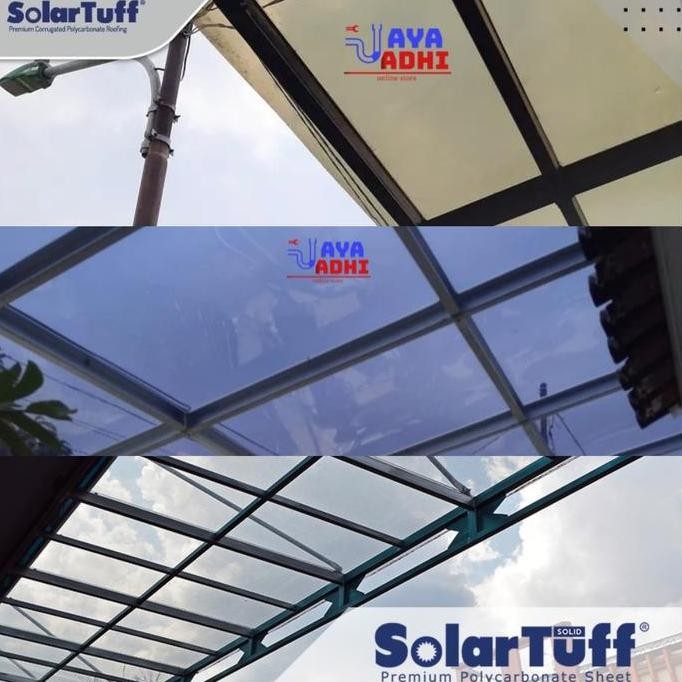 {{{{{{] Solartuff GREY 1,2mm / SolarFlat Riben Atap Kanopi Policarbonate Solid Transparan UV Side