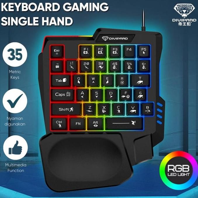 TERLARIS - Keyboard Gaming Single Hand RGB Divipard - Keyboard Gaming
