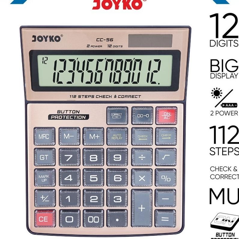

Kalkulator Che Cek Ulang Joyko Cc56 Calculator 12Dit Alumunium Surface Button Protection