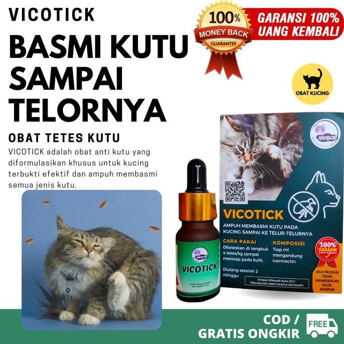 Obat Kutu Kucing AMPUH VICOTICK Basmi Kutu Sampai Telornya Aman Kitten