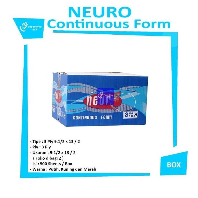 

TERLARIS - NEURO - Continous Form 3 Ply 9 1/2 x 13/2 ( Folio Dibagi 2 ) NCR - Box