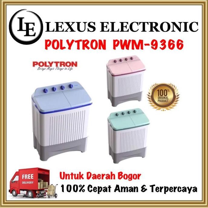 TERBARU - MESIN CUCI POLYTRON | MESIN CUCI 2 TUB - 9KG | PWM 9366 | PWM9366