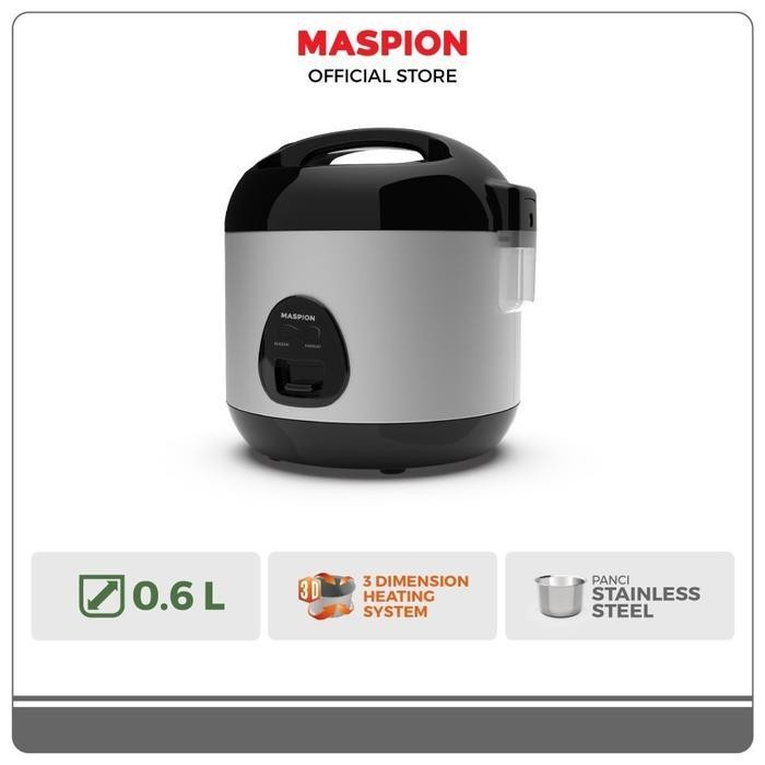 Rice Cooker Maspion Mrj 0623 Bss Panci Stainless 0,6 Liter Magic Com Penanak Nasi Warmer Steamer Min