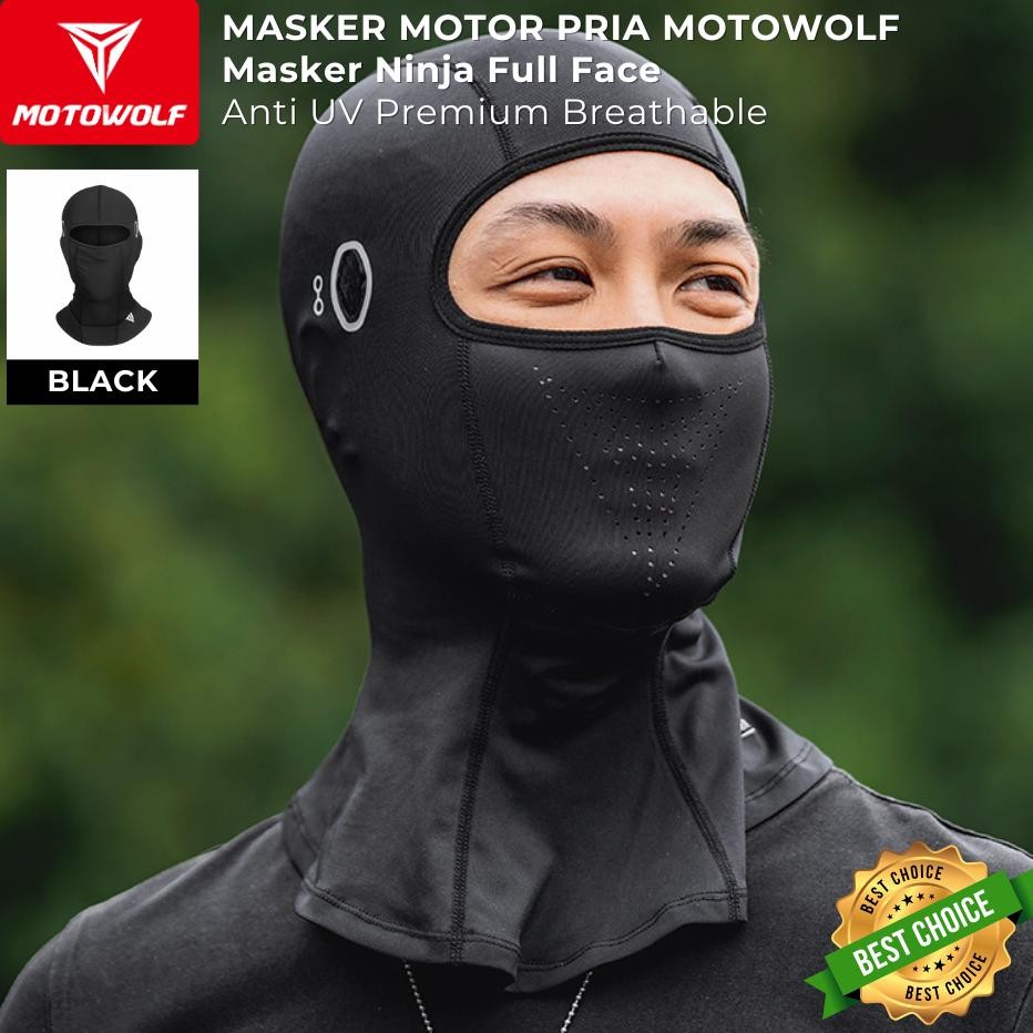 Masker Motor Pria Motowolf Masker Ninja Full Face Anti Uv