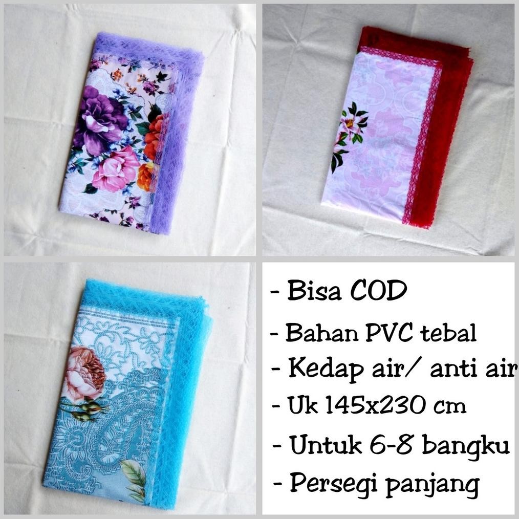 CR - Taplak meja makan Plastik PVC anti air 6-8 bangku kotak persegi panjang/ taplak meja makan rend