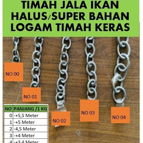 PEMBERAT TIMAH RANTE JALA LEMPAR UDANG DAN IKAN BAHAN DARI LOGAM TIMAH KERAS Nugi