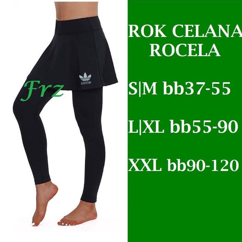 Rocela Celana Legging + Rok Senam  Olah Raga Wanita Leging ROK Sport Ukuran Jumbo dan STD Untuk lari