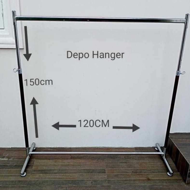 Terlaris Gantungan Baju Gawang Kotak Bahan Besi Crome Jemuran Baju