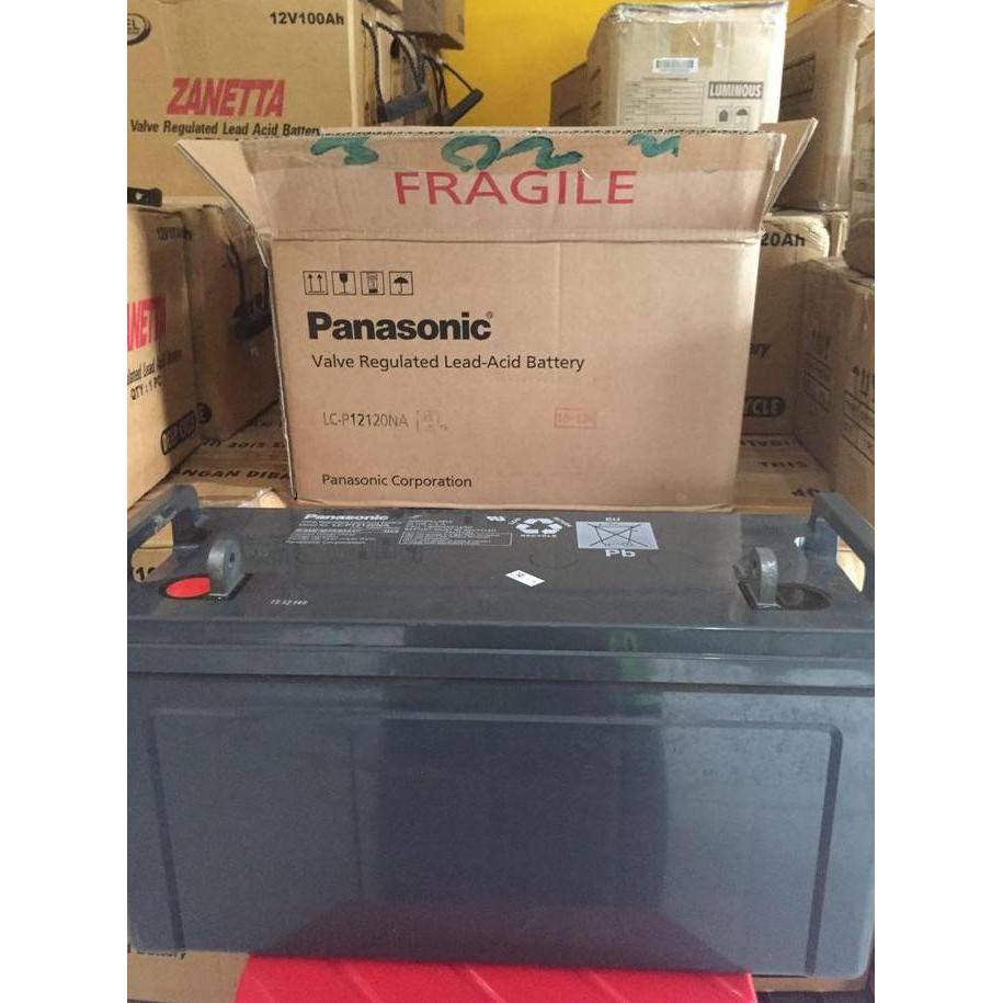 aki kering / aki UPS / Aki VRLA Panasonic 12V 120Ah (ASLI)