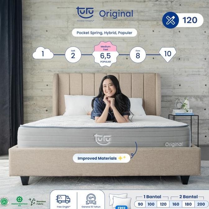 Kasur Pocket Spring Bed TURU ORIGINAL uk. 120x200 (Double) FREE BANTAL