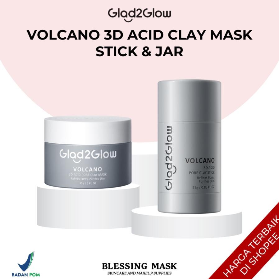 Glad2Glow Volcano Clay Mask Salicylic Acid Acne Control Clay Mask Sti Masker Wajah