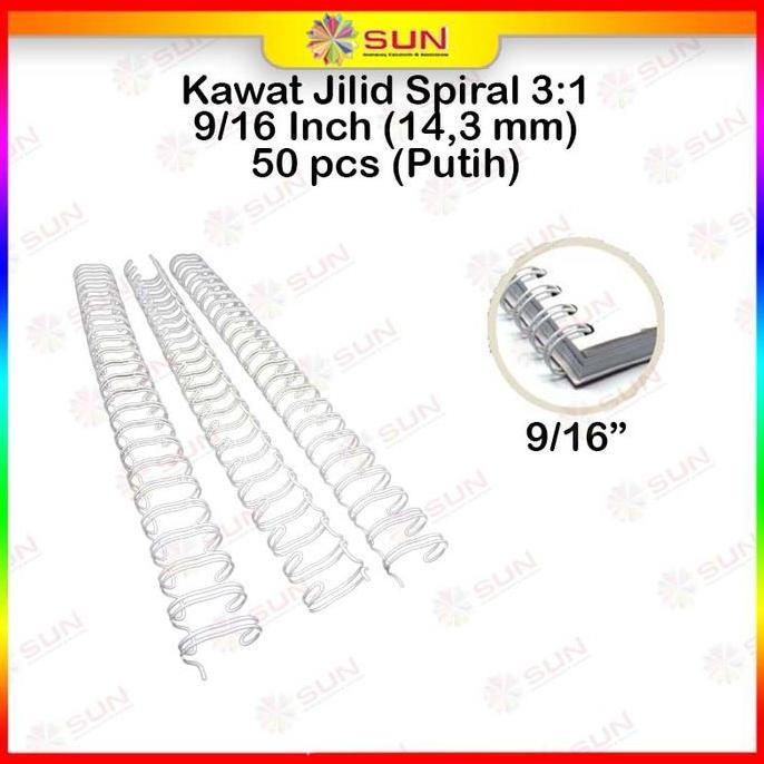 

Produk Baru!! Spiral Kawat Jilid 3:1 34 Lubang Ring Spiral Warna Putih
