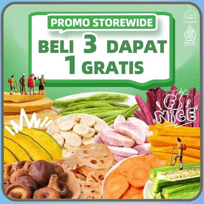 

Luckymore-Hadiah! Beli 3 Produk, Dapat 1 Hadiah Premium (Senilai >Rp80.000) Snack Dired Snack, Freeze Dried Snack, Makanan Ringan, Buah Kering, Sayuran Kering
