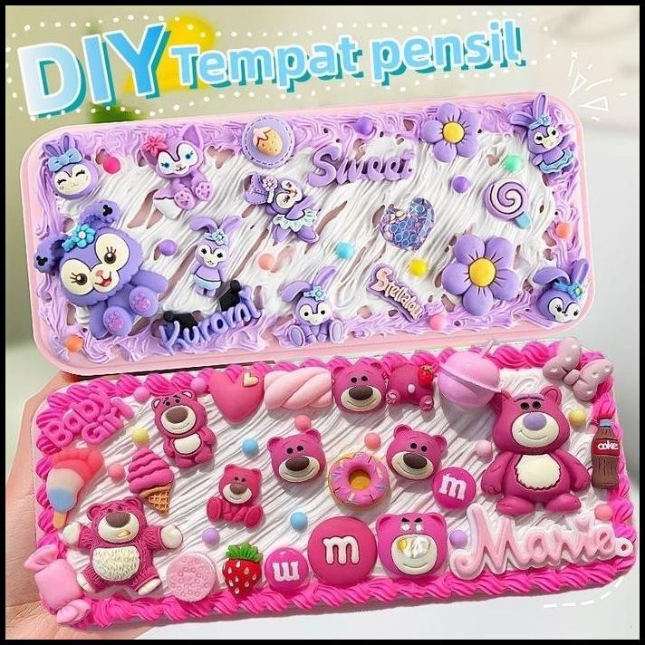 

DIY Kotak alat tulis kreatif lem krim /DIY Cream Clay Pencil Case / Mendekor Pencilcase / Kit Kotak Pensil DIY / Stationery Pake Handmade / DIY Pencilcase